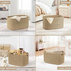 72L Large Wicker Laundry Basket for Living Room Storage,Boho Woven Cotton Rope Baskets for Kids Toy,Gifts,Square Blanket Hamper for Bedroom Dirty Clothes,Jute
