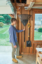 True Temper 20212010 Clog Free Leaf Rake with Hardwood/Steel Handle, 24 in. for Leaves, Grass, Clippings, Twigs, Pine Needles, Acorns, Debris, Black