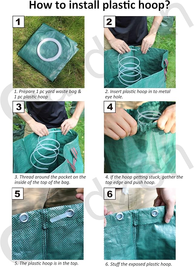 Gardzen Large Leaf Scoop Hand Rakes, Debris and Yard Waste Removal, Comes with 72 Gallon Garden Bag, Work Gloves, Protective Pads(Green)