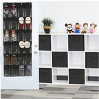 Simple Houseware 24 Pockets - Crystal Clear Over The Door Hanging Shoe Organizer, Black (64'' x 19'')