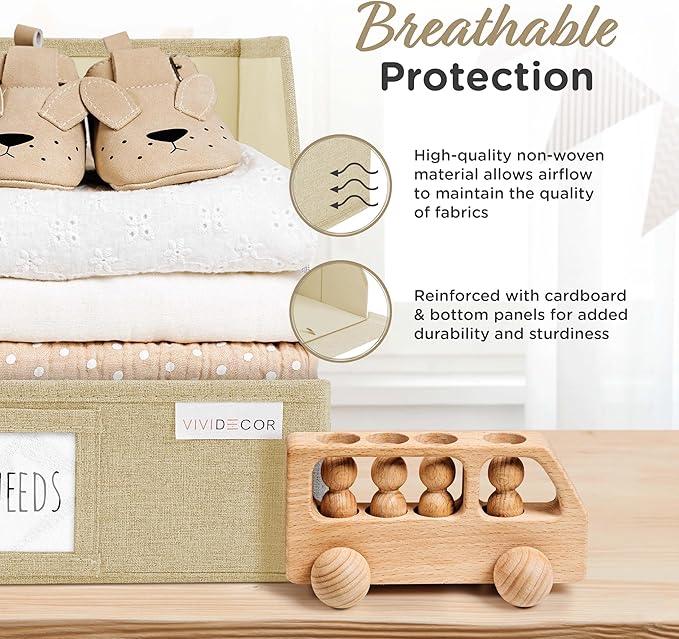 Trapezoid Storage Bins – 3-Pack Closet Shelf Organizer & Baskets, Open Front Bin for Shelves, Foldable Fabric Basket for Clothes, Cube Storage Bins, Towel, Clothing Shelf (Beige, 3 Pack)