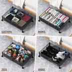 PHINOX Under Bed Storage, Under the Bed Storage Containers with Wheels, Under Bed Shoe Storage Organizer Drawer for Bedroom Clothes Shoes Blankets -4Pack