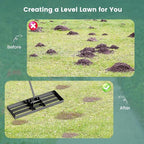 Goplus Lawn Leveling Rake, 30" x 10" Heavy Duty Level Lawn Tool w/ Ergonomic Handle for Soil, Effort-Saving Landscape Rake for Garden, Backyard, Golf Course, Farm, Pasture, Black