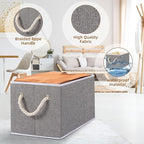 Yawinhe Foldable Fabric Storage Cubes 3-Pack, Collapsible Bins with Rope Handle, Large Closet Organizers for Shelves, Closets, Clothes, 14.96''Lx9.84''Wx8.26''H, Grey