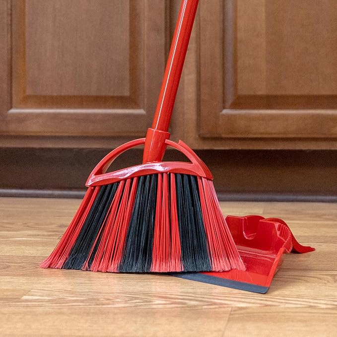 O-Cedar One Sweep Broom with Step-On Dustpan | Remove 99% with One Sweep | Lightweight Quiet Cleaning Tool | Ideal for Pet Owners