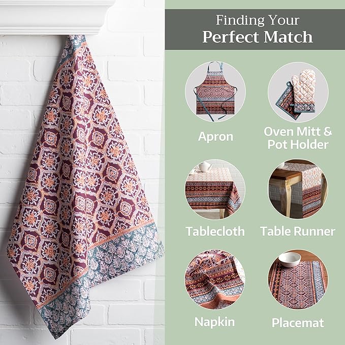 Maison d' Hermine Kitchen Towels Set of 3 100% Cotton 27.50" x 20" Reusable Cloth Tea Dish Towels Absorbent with Hanging Loop for Kitchen, Home, Dining, Cocktail Parties (Fair Isle)
