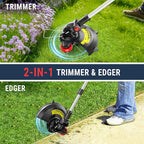 EWORK 20V Cordless String Trimmer 12-Inch Trimmer and Edger with Auto Line Feed, Electric Weed Wacker with 2.0Ah Battery and Charger & 6 Replacement Spools for Lawn, Garden, Yard, etc