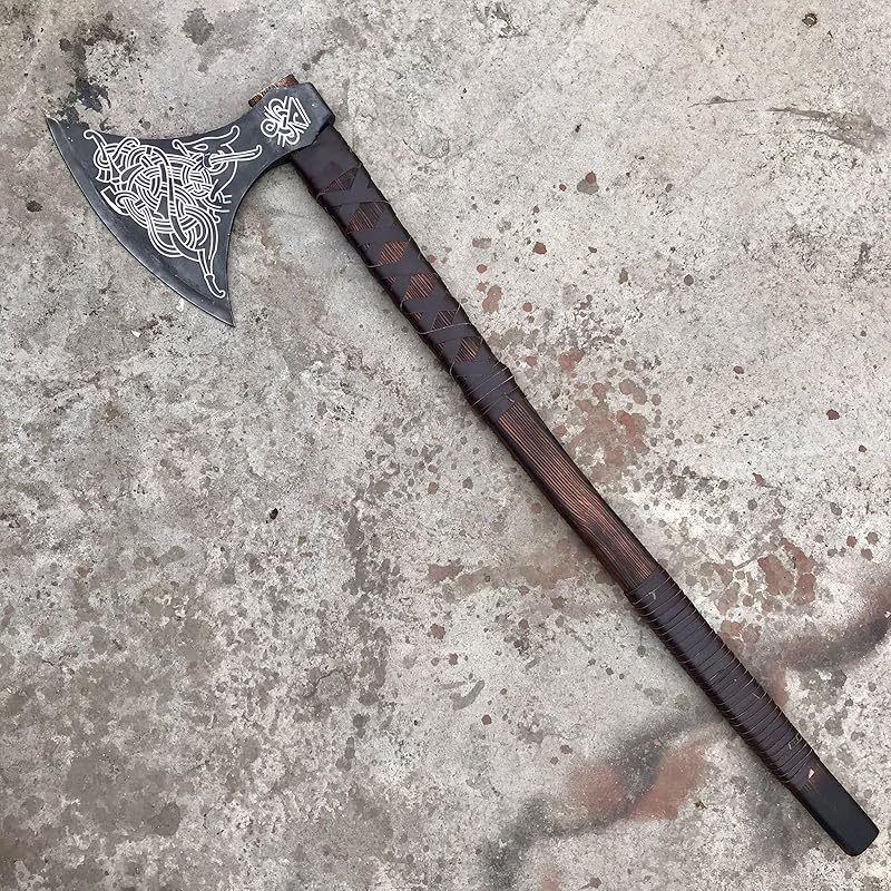 [MDM KING TOOLS] Handmade 38" Viking Axe Real Camping Axe Berserker Axe, Large Norse Axe,Scandinavian Double Headed axe Functional Viking Battle ax Norse Best Gift For Your Love