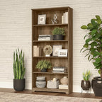 Bush Furniture Tall 5 Shelf Bookcase, Large Open Bookshelf, Sturdy Display Cabinet for Living Room or Home Office, Cabot Collection, Reclaimed Pine