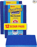 Non-Scratch Odor Resistant Scour Pads, Multi-Purpose Scouring for Kitchen and Household, Safe for Non-Stick Cookware (12 scouring Pads)