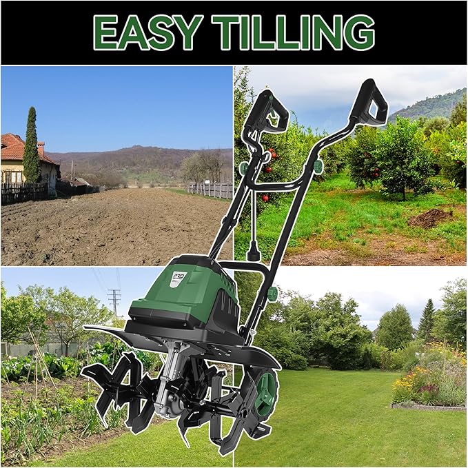 Prostormer Electric Tiller for Gardening, 18” Tilling Width & 9” Working Depth, 1800W 15A Corded Rototiller Cultivator with 24 Steel Tines for Soil Cultivation, Weeding and Lawn Care