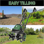 18-INCH Electric Tiller, 15 Amp Cord Cultivator with 6 Steel Tines, Foldable Handle & Adjustable Wheels for Soil Digging