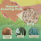 SCRUBIT 24 Natural Scouring Pads - Eco Friendly Scrubbing Pads for Kitchen Cleaning, Dishes, and Pots - Non-Scratch Kitchen Scrubbers - 100% Natural Sisal Fibers (24 Pack)