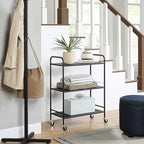 SunnyPoint Metal Rolling Organizer Utility Craft Cart (Large, BLK)