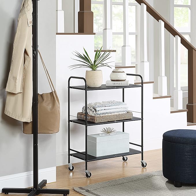 SunnyPoint Metal Rolling Organizer Utility Craft Cart (Large, BLK)