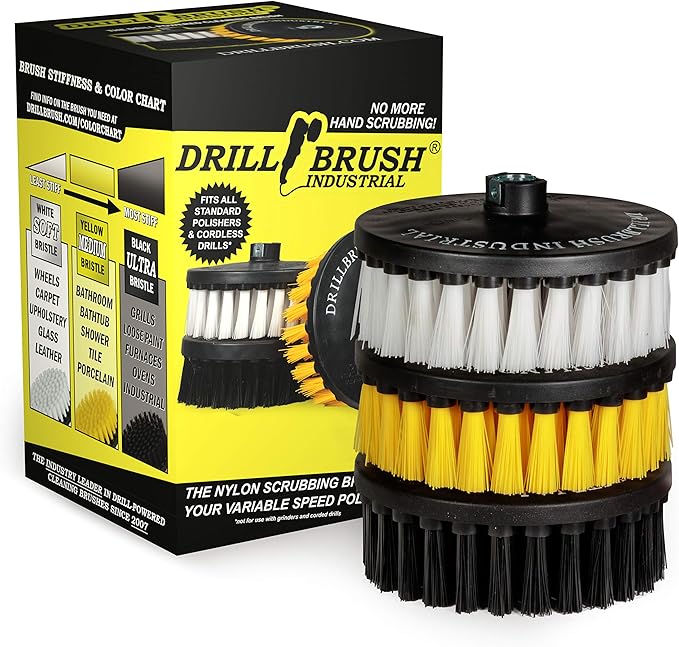 7 Inch Variety Cleaning Kit for Variable Speed Polisher – Big Cleaning Brushes for Polishing Machines/Auto Buffers – Tile Cleaner – Carpet Cleaner – Concrete Cleaner – Boat