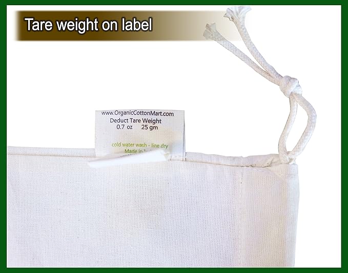 Muslin Produce Storage Bags - Almond Milk Bags - Reusable grocery bags cotton drawstring - Candy Bag - Breathable Muslin Organic Cotton Reusable Produce Bags - Set of 3 (3, Medium - 10"x12")