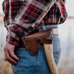 Adler Scout Camping Hatchet with Leather Sheath - German Forged, 11.8" Hickory Handle, Compact Small Hatchet for Hiking, Bushcraft, Camping, Hunting, Backpacking