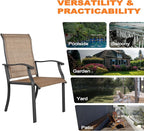 NUU GARDEN 3 Piece Outdoor Bistro Set, 2 Patio Chairs and 20" Round Bistro Table, Textilene Fabric, Powder-Coated Iron Frame, for Patio, Deck, Garden, Backyard, Black and Brown