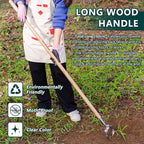 Berry&Bird 63''Garden Weeder Hoe Stainless Steel Hula Weeding Hoe, Action Stirrup Hoe for Gardening Loop Scuffle Hoe with Wooden Long Handle Hand Weeder Tool Push Pull Dutch Hoe Heavy Duty