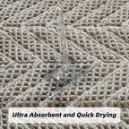 Upgraded Bath Mat, Non Slip, Machine Washable - Super Absorbent Waffle Weave, Rubber Backed, Ultra Soft - Gray, 17" x 24"