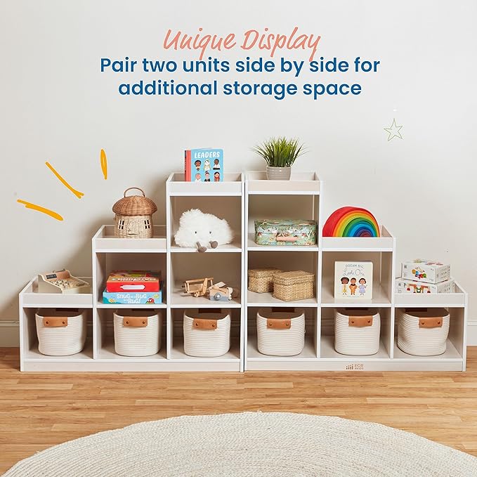 ECR4Kids 3-2-1 Cube Storage Cabinet, Display Shelf, White Wash