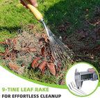 Hand Rakes, Garden Stainless Steel Hand Rake Soil Tiller with Ergonomic Handle, Small Leaf Rakes Great for Gardening, Garden Sweep Yard Flower Beds Tool
