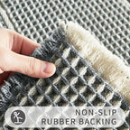 Bath Boho Floor Mat,Waffle Bath Rug,Super Absorbent Bathroom Mat,Bath Rugs Non Slip Washable, Quick Dry Shower Mats, Ultra Soft Bath Mat Towel,Bluish Grey & Yellow,18"*30"