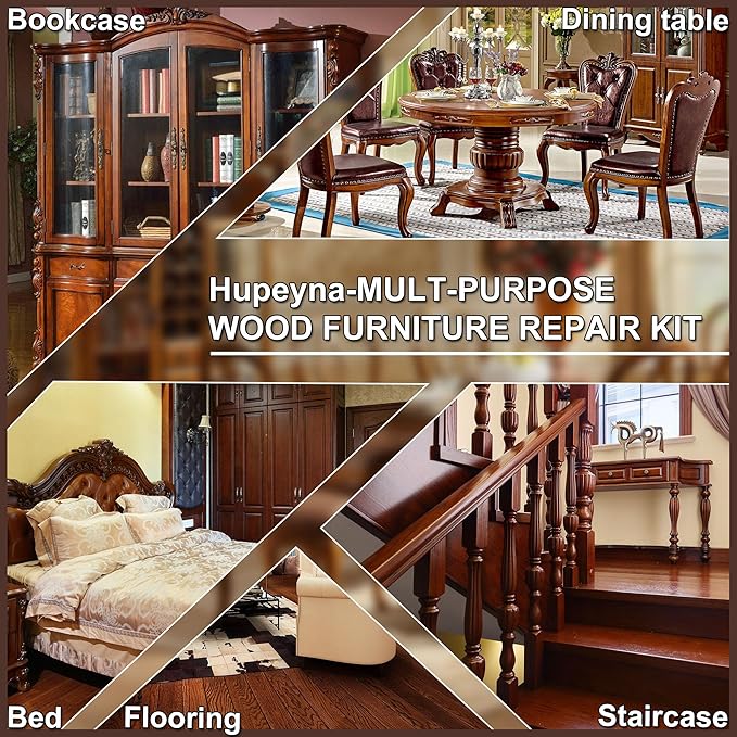 Wood Furniture Repair Kit, 21 Pcs Touch Up Wood Putty, Wood Fillers and Beeswax - Repair Cracks, Scratch, Hole, Discoloration for Wooden Floor, Door, Laminate, Table, Cabinet Surfaces