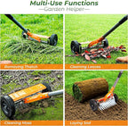 Walensee Dethatching Roller Rake with 76.8'' Adjustable Handle, 2mm Stainless Steel Blades, Heavy Duty Lawn Thatch Remover for Moss, Grass Clippings, Leaves & Debris – Ideal for Yard & Garden Cleanup