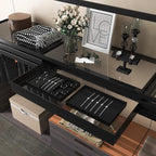 Oirlv Black Premium Leather 24 Grid Stackable Jewelry Insert Tray for Rings Organizer and Display