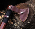 Viking Axe | 18" Carbon Steel Throwing Hatchet with Ash Wood Handle & Leather Sheath | Etched Norse Design, Functional & Collectible Gift(WCA-017)