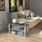 Simple Houseware Wood Top Shoe Storage Bench for Entryway, Grey