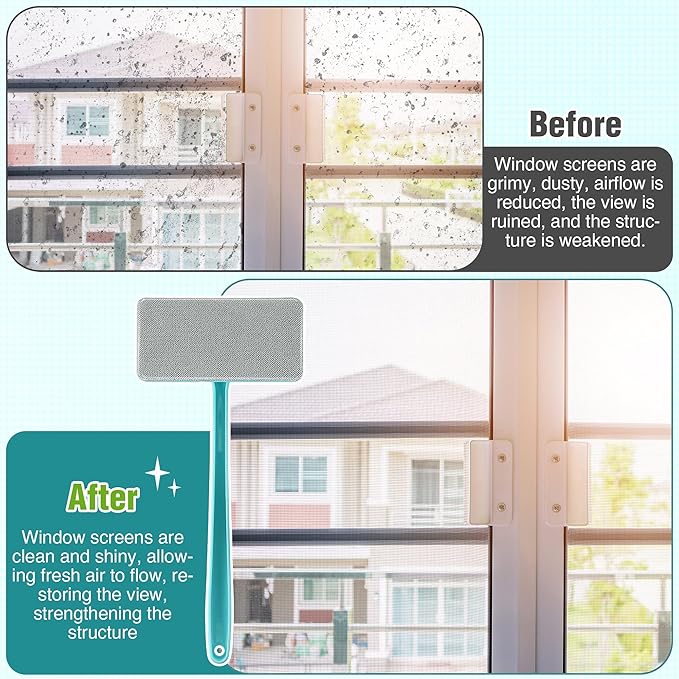 Mesh Screen Cleaner, Detachable Window Cleaning Brush, Dry and Wet Dual Use Tool with Screen Washing Equipment, Perfect for Easy and Efficient Window Cleaner Tool Maintenance(5 Pack)