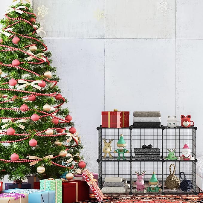 TUMUCUTE Wire Cube Storage Organizer, Metal Storage Shelves Bookshelf, Stackable Modular Closet Organizer for Bedroom Living Room, Office, Storage Shelves (6 Cubes, Iron)