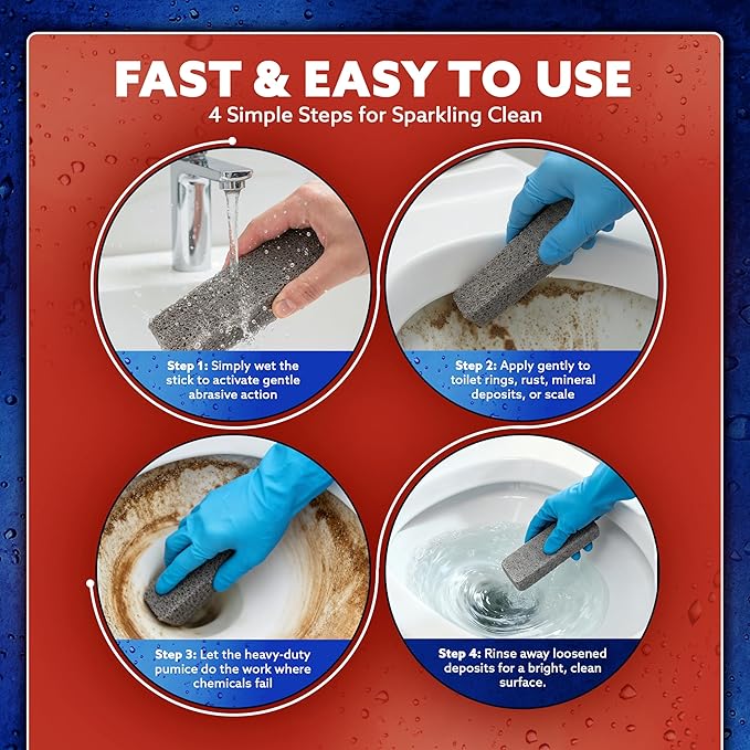 PUMIE Pumice Scouring Stick (1 Pack) - Extra Strong, Heavy Duty Pumice Cleaning Stone for Bathroom, Kitchen, Grill - Scouring Stick for Cleaning Pool, Rust, Stains & Hard Water Rings