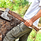 Pair of Viking Axes – Forged High Carbon Steel Norse Bearded Axes | Balanced Throwing Hatchets | Handcrafted Ash Wood Shaft | Sheaths Included | Odin Style Gifts for Men