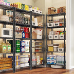 5 Tier Metal Shelving Unit Pantry Storage Shelves with Side Blockers Adjustable Metal Wire Shelf with Hooks & Shelf Linker Standing Storage Rack for Kitchen Pantry Bathroom Closet,13.8"Dx21.7"Wx59.1"H