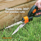 Fiskars Shear Ease Grass Shears - 5" Stainless Steel Blades - 360-Degree Swivel Blade Plant Cutting Scissors - Garden Shears and Grass Cutter, Black