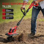 Cordless Tiller for Gardening, 360RPM Electric Garden Tiller with 2x4.0Ah Batteries & Charger, 9.5In Tilling Width and 6.7In Depth Garden Rototiller Cultivator for Lawn, Gardening, Soil Cultivation