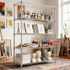 M MZG 1750LBS 47.2" W 5 Tiers Shelf Steel Storage Shelves Metal Shelving Unit Steel Organizer Wire Rack for Home,Kitchen,Office,Garage Chrome 17.7" D x 47.2" W x 72.4" H