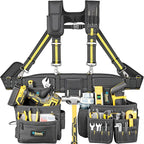 Tool Belt Suspenders, Professional Tool Belt Organizer With Suspenders and 20 Pockets, Heavy Duty Carpenter Suspension Rig For Framers Carpenter Electrician 1200D Ballistic Nylon