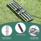 Goplus Lawn Leveling Rake, 36" x 10" Heavy Duty Level Lawn Tool w/ Ergonomic Handle for Soil, Effort-Saving Landscape Rake for Garden, Backyard, Golf Course, Farm, Pasture, Silver