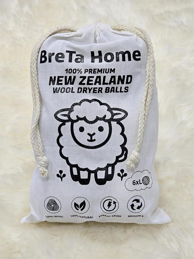Wool Dryer Balls XL 6-Pack – Organic 100% New Zealand Wool, Reusable, Saves Drying Time, Reduces Wrinkles