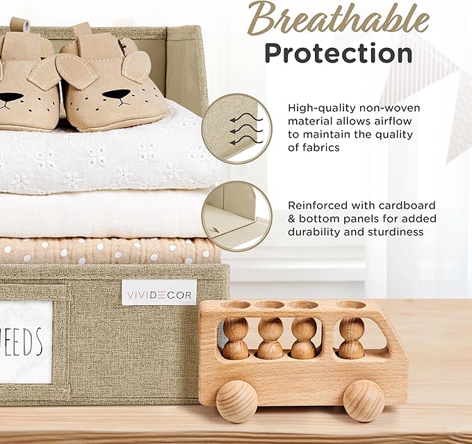 Storage Cubes – 12x12x10 Fabric Baskets for Organizing, Storage Baskets for Shelves, Open Front Fabric Bins, Closet Organizer Bins for Clothes, Towels, Sweaters, Linen – Brown, 3 Pack