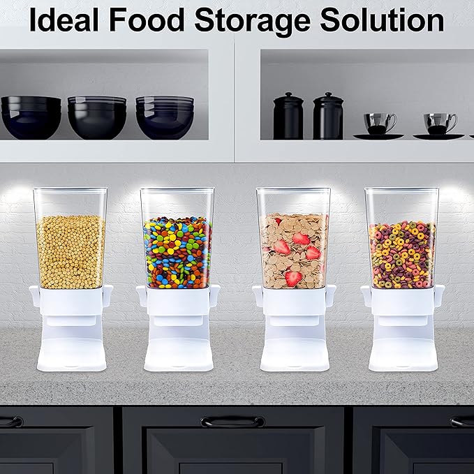 Cereal Dispenser Countertop with lids, 5L Organization and Storage Containers for Kitchen and pantry, Plastic Containers for food, Cereal, Rice, Beans, Grains, Nuts, Oatmeal, Pet food, White, 1Pc