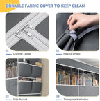 Raybee 90.6" W Clothes Rack with Cover Heavy Duty Clothing Racks for Hanging Clothes Extra Wide Portable Closet Loads 1200LBS Freestanding Garment Rack for Bedroom, Black