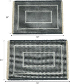 Bath Matts - Upgraded Waffle Super Absorbent, Non Slip Washable, Quick Dry Shower Mats, Ultra Soft for Bathroom Floor, Bluish Grey & Yellow, 24"*36