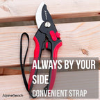 AlpineReach Pruning Shears Set Bypass and Anvil for Gardening, Sharp Ergonomic Pruners, Adjustable Soft Handle for Small & Large Hands, Heavy Duty High Carbon Steel Blade, Secateurs, Gift Box