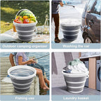 Goderewlid Collapsible Bucket 2.6 Gal/10L, Space-Saving, Portable Foldable Water Pail for Versatile Use, Home, Outdoors, Car Wash, Camping, Fishing - Grey, Single Pack